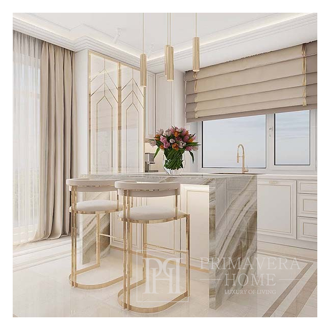 Glamor bar stool, gold, boucle, modern upholstered for dining room, bar, MARCO island