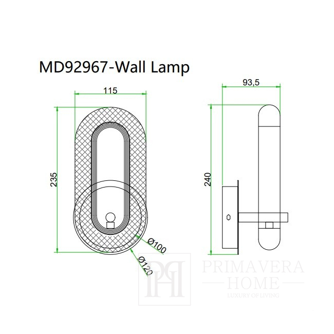 Auksinis, efektingas, modernus sieninis šviestuvas, VALO sieninis šviestuvas 