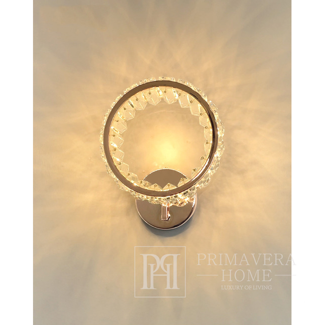 Kinkiet kryształowy, złoty, okrągły, ring, nowoczesny, lampa ścienna glamour ECLIPSE 