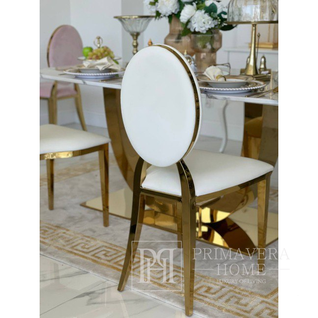 Exklusiver Stuhl für den Hochzeitssaal, für die Hochzeit gold weiß glamourös, bequem, Bankettstuhl RING 