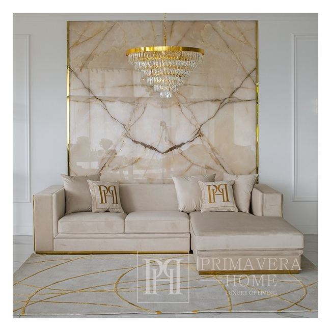 Luxuriöser Designer-Teppich für Wohnzimmer, Schlafzimmer, modern, Glamour, Beige, Gold 200x300 cm STRIPES GOLD OUTLET 