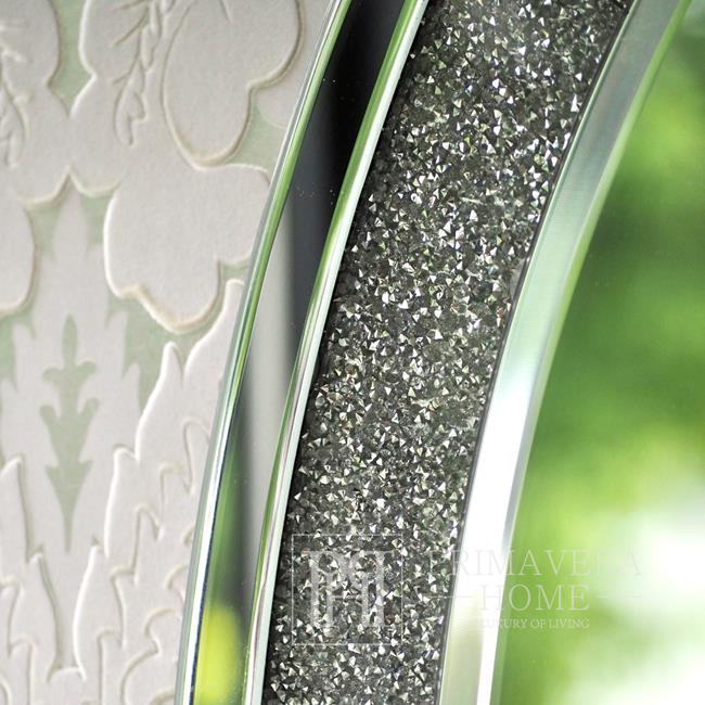 Lustro okrągłe srebrne diamentowe w stylu glamour PAOLA SILVER OUTLET 