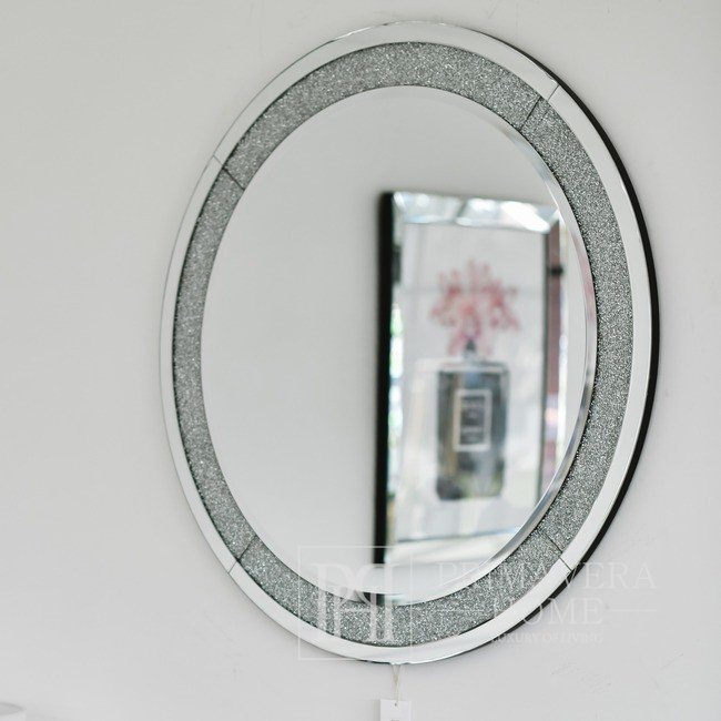 PAOLA SILVER OUTLET glamor round silver diamond mirror 