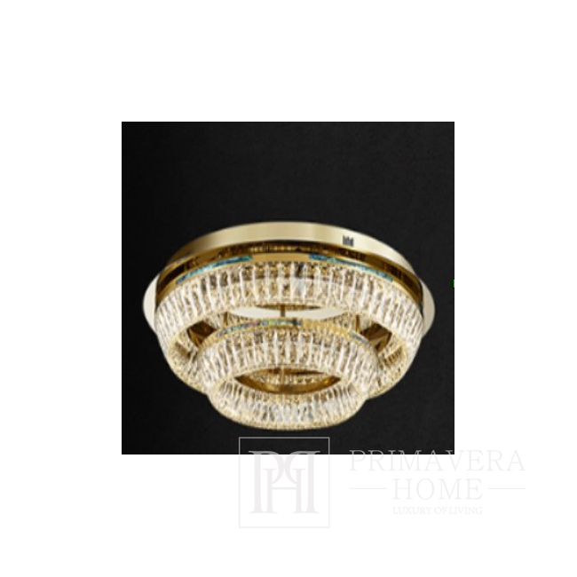 Krištolinis, auksinis, dizaineris, išskirtinis modernaus stiliaus lubinis šviestuvas, apvalus, žiedinis, lubinis šviestuvas BELLINI 