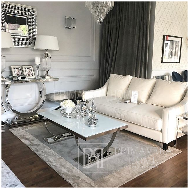 Coffee table modern silver glamour style white MARCELLO  OUTLET 