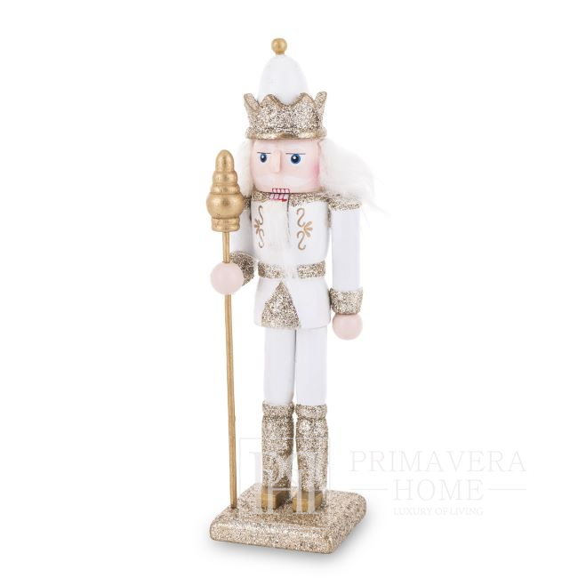 Nutcracker white gold glitter 18 cm 