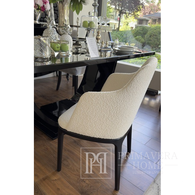 Krzesło glamour klasyczne tapicerowane do jadalni, nowoczesne, bukowe, nowojorskie z podłokietnikiem NAPOLI
