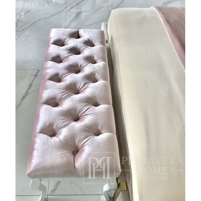 Luksusowa pufa różowa glamour, ławka do sypialni, pikowana, tapicerowana, siedzisko ELENA 