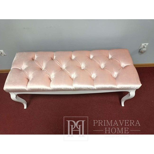 Luksusowa pufa różowa glamour, ławka do sypialni, pikowana, tapicerowana, siedzisko ELENA 