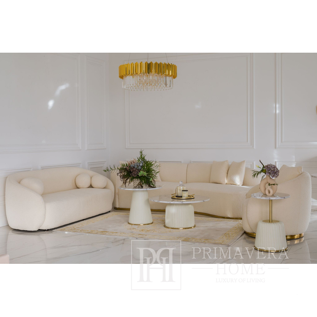 Modern design semicircular sofa for living room beige boucle MIAMI 210 cm 