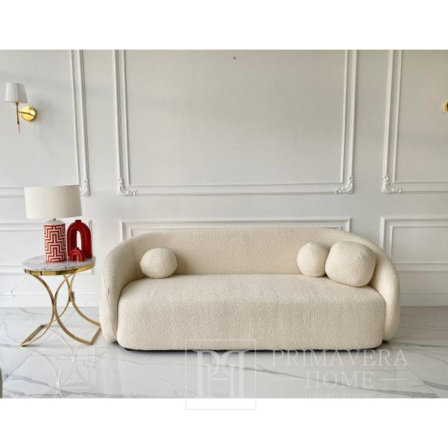 Sofa nowoczesna designerska półokrągła do salonu beżowa boucle MIAMI 210 cm 