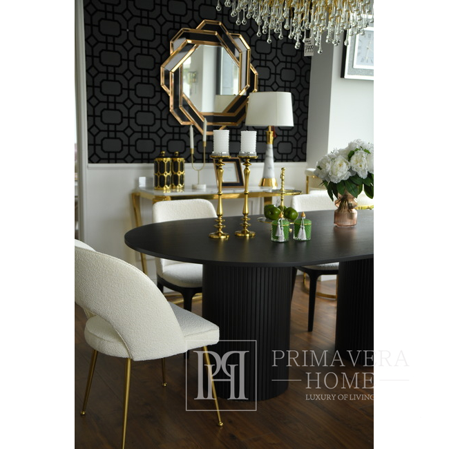 Glamorous dining table, extendable, art deco, wooden, varnished, designer OVALE