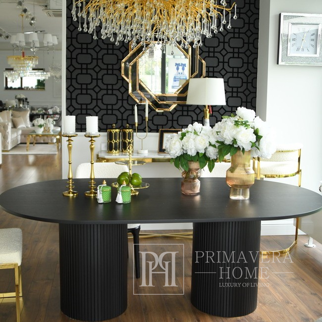 Glamorous dining table, extendable, art deco, wooden, varnished, designer OVALE