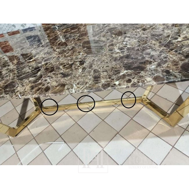 Glamour Esstisch Exklusiv, Stahl, Gold, braun Platte 220 cm KENT OUTLET 
