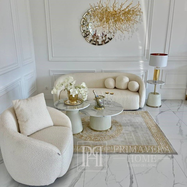 Glamour Beistelltisch, Nachttisch weiß. goldener KENDALL 