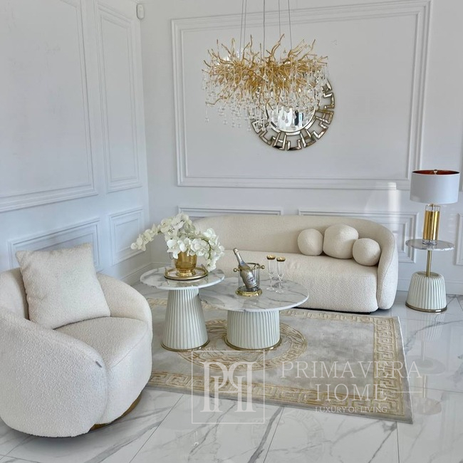 Glamour šoninis staliukas, prie lovos baltas. auksinis KENDALLAS 