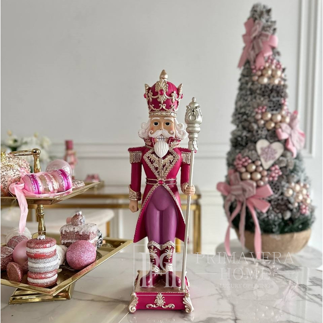 Nutcracker decoration pink, large, festive, with a rod