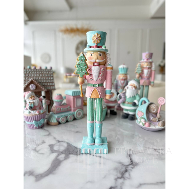 Nutcracker decoration with Christmas tree, pastel, 36 cm 