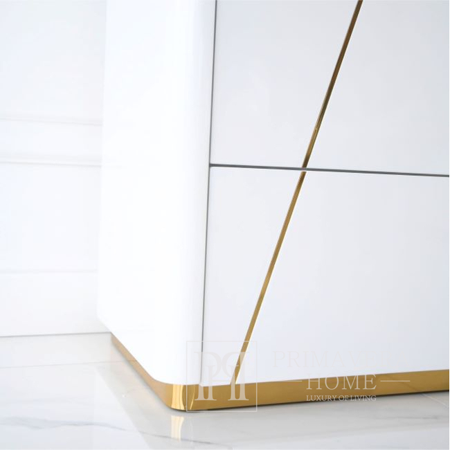 Glamour-Kommode lackiert, modern, Designer, Weiß und Gold AVENUE 120 cm 