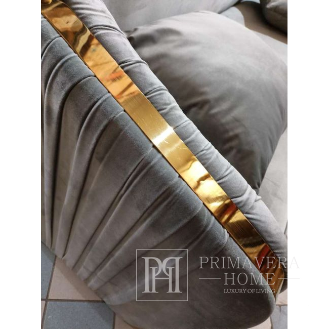 MADONNA elegant and modern grey gold glamour New York-style upholstered sofa for living room OUTLET 