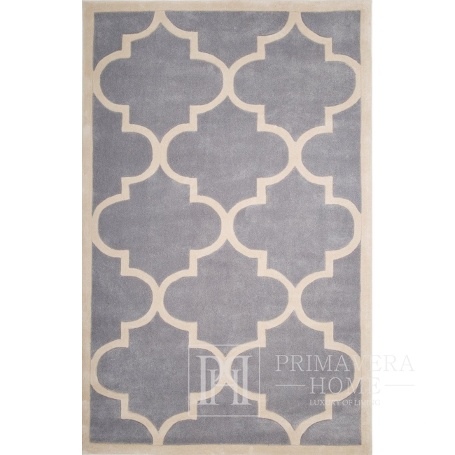 Moderner Teppich für Diele, Wohnzimmer, Schlafzimmer Teppich Klassisch Kleeblatt Grau MAROC 