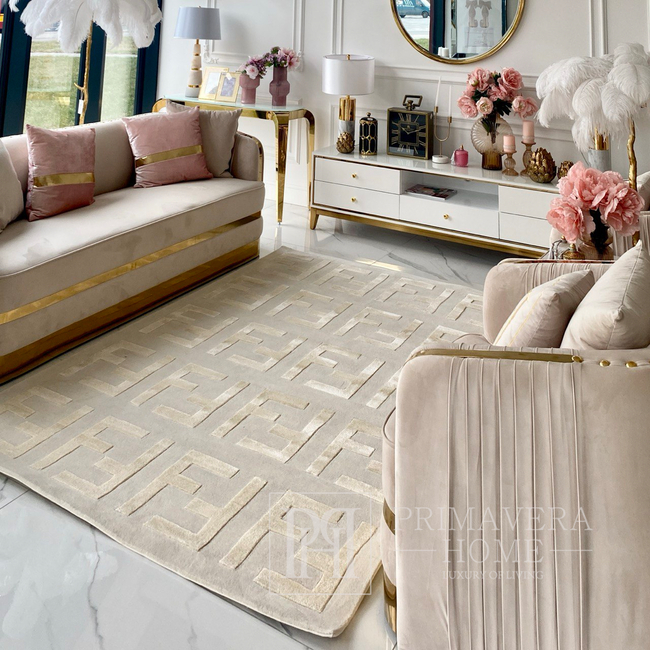 Modern glamorous carpet for the living room, designer, FASHION BEIGE
