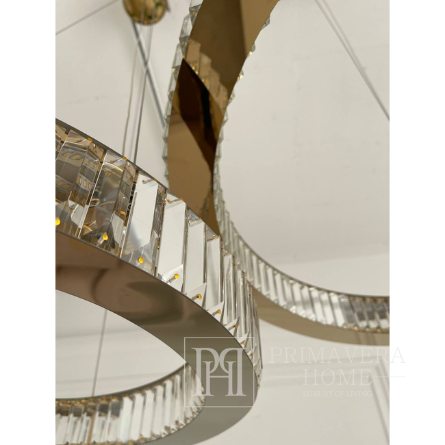 Kristall-Kronleuchter, Ring, Gold, moderne Glamour-Pendelleuchte für das Wohnzimmer, verstellbar ECLIPSE M 80 cm 