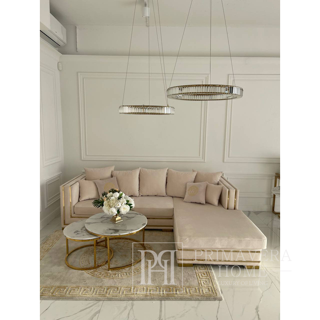 Żyrandol kryształowy ECLIPSE S 60cm, ring, złoty, lampa wisząca glamour nowoczesna do salonu, regulowana 