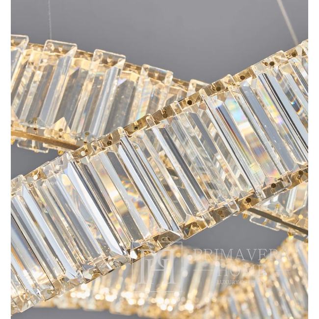 Crystal chandelier, ring, gold, modern glamor pendant lamp for the living room, adjustable ECLIPSE XL