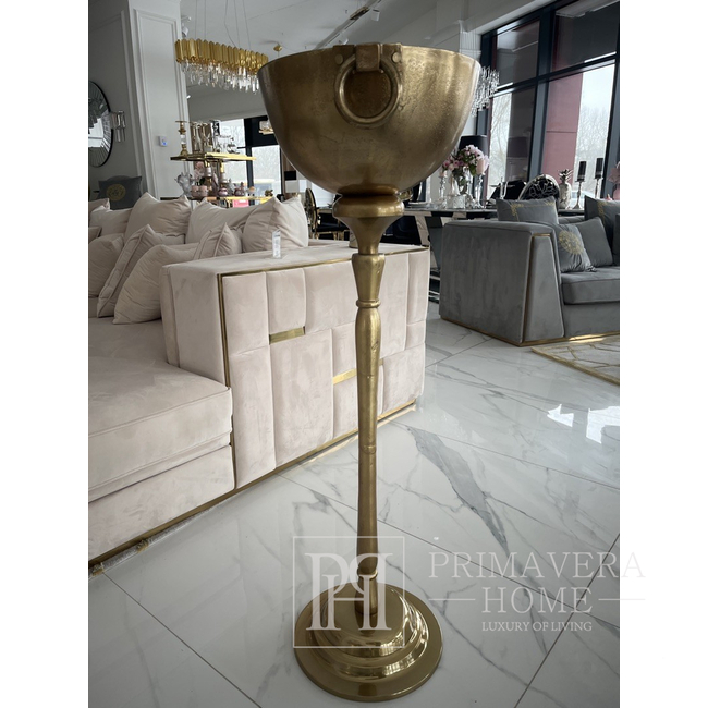 Champagne cooler, gold, high floor with handles, 105 cm 