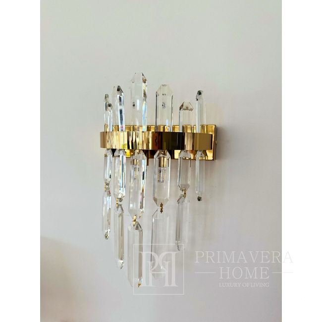 Krištolinis, auksinis, žavingas sieninis šviestuvas, dizainerių sukurtas sieninis šviestuvas BULGARI 