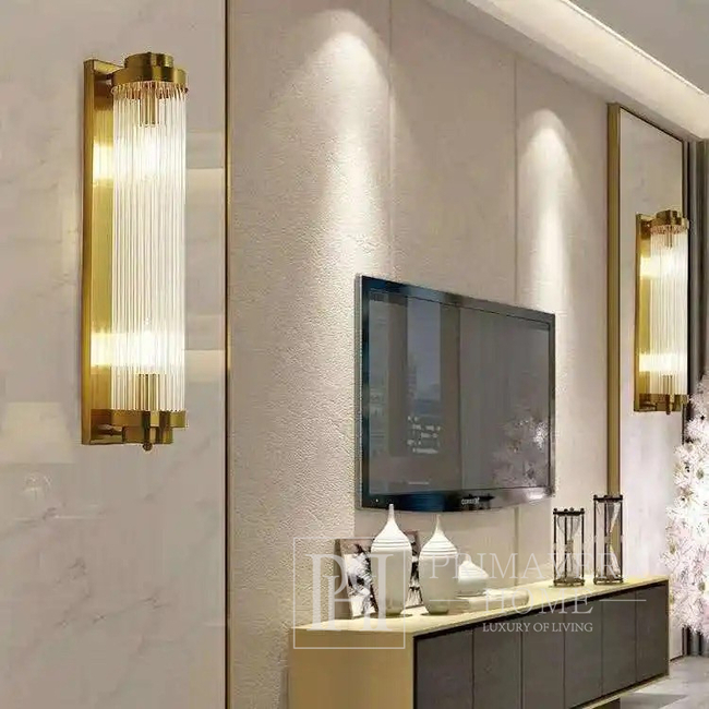 Crystal, gold, glamor, oblong wall lamp, designer wall lamp SOFIA 