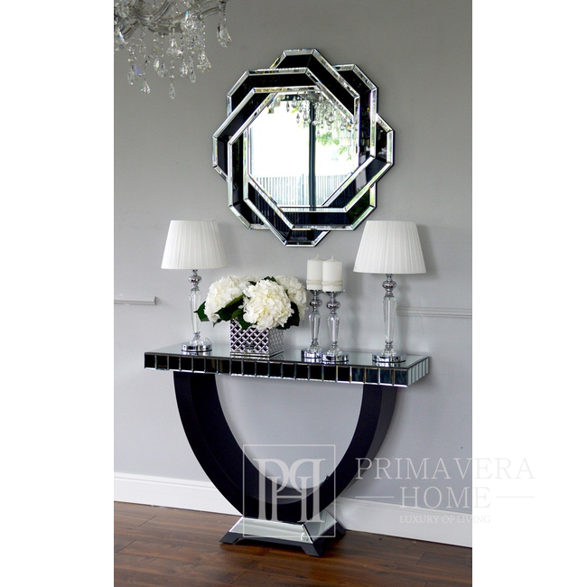 Mirror console MICHELLE New York glamour for bedroom hallway black 120x35x80 