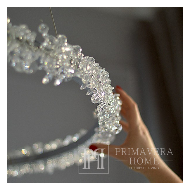 Glamorous LED crystal ceiling lamp round, ring, chandelier, modern silver BRINA OUTLET 