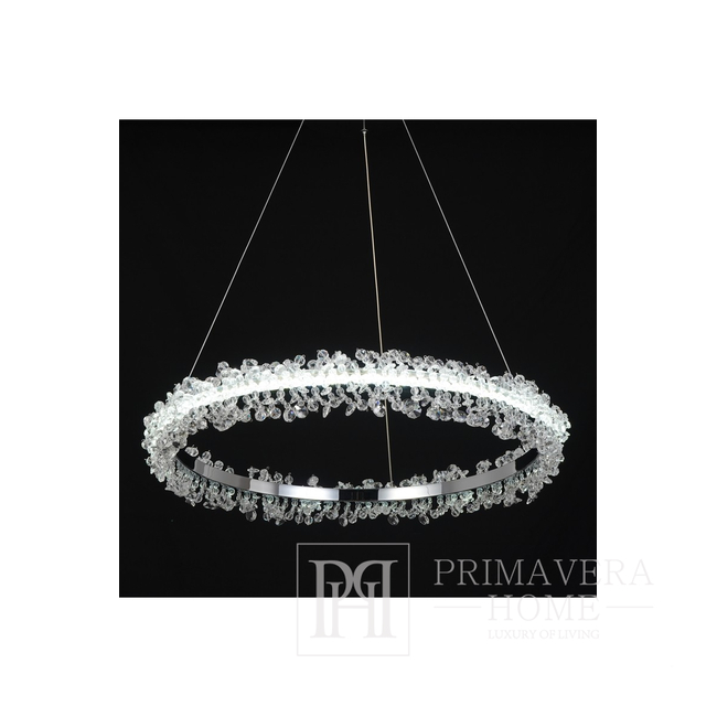 Lampa wisząca żyrandol glamour kryształki srebrne