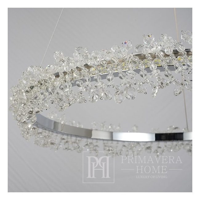 Żyrandol lampa kryształowa wisząca glamour srebrna
