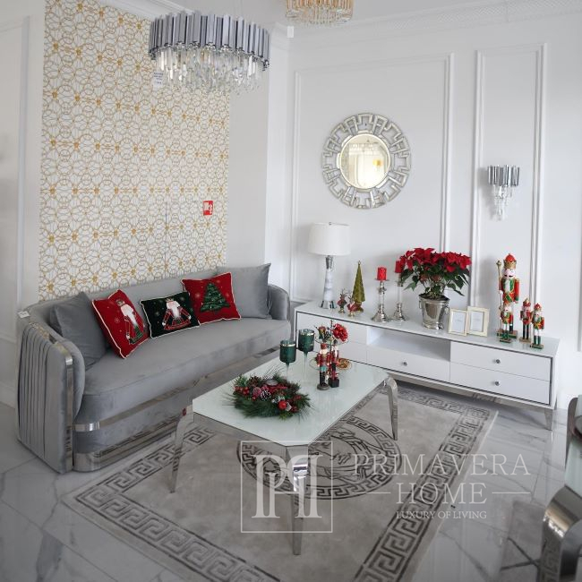 Elegantiška ir moderni sofa glamour MADONNA sidabrinė, pilka OUTLET
