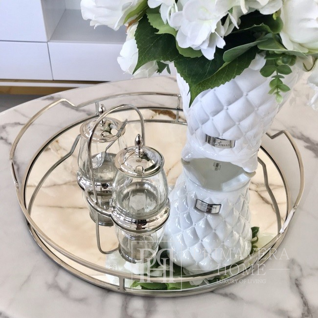 Round, glamor, mirror, elegant tray with Lene Bjerre handles 51 cm 