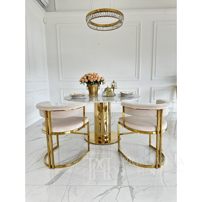 Runder Glamour-Esstisch, auf goldenem Stahlbein, modern, 130 cm ORION 