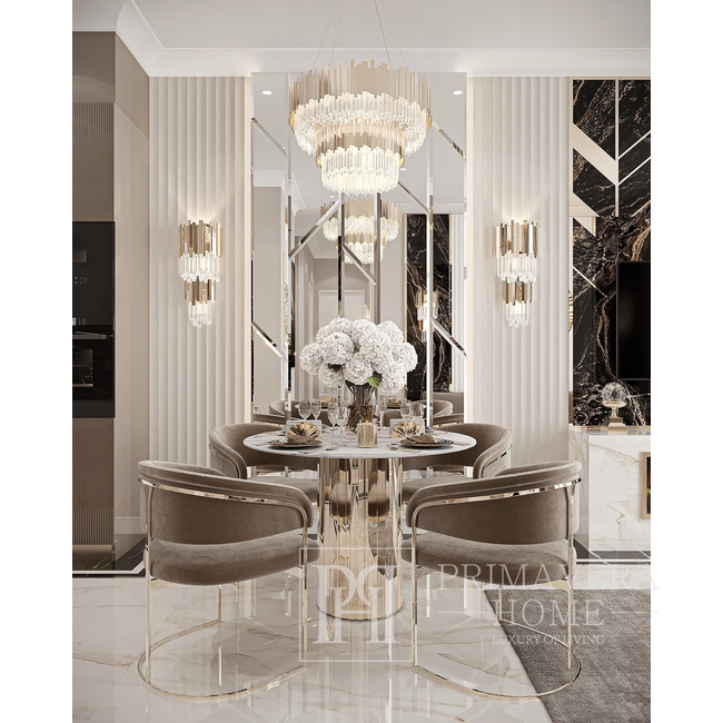 Round glamor dining table, on a golden steel leg, modern, 130cm ORION 