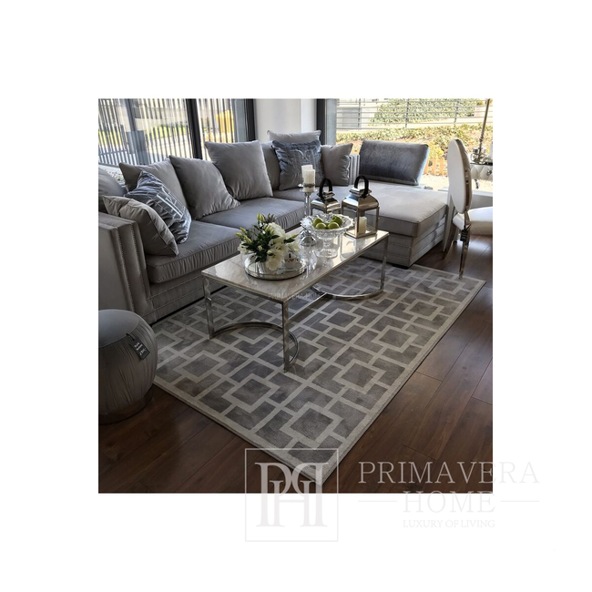 Stylowy i elegancki dywan glamour do salonu szaro biały miękki HILTON 160x230 cm 