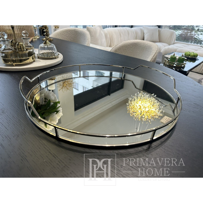 Round, glamor, mirror, elegant tray with Lene Bjerre handles 51 cm 