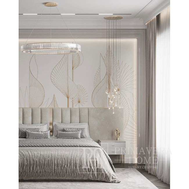 Crystal chandelier, ring, gold, modern glamor pendant lamp for the living room, adjustable ECLIPSE S 60cm 