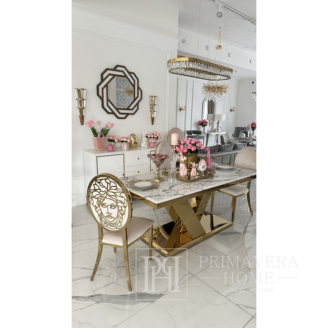 BELLINI crystal chandelier L 100 cm gold, designer, exclusive in a modern style, oblong, hanging lamp 