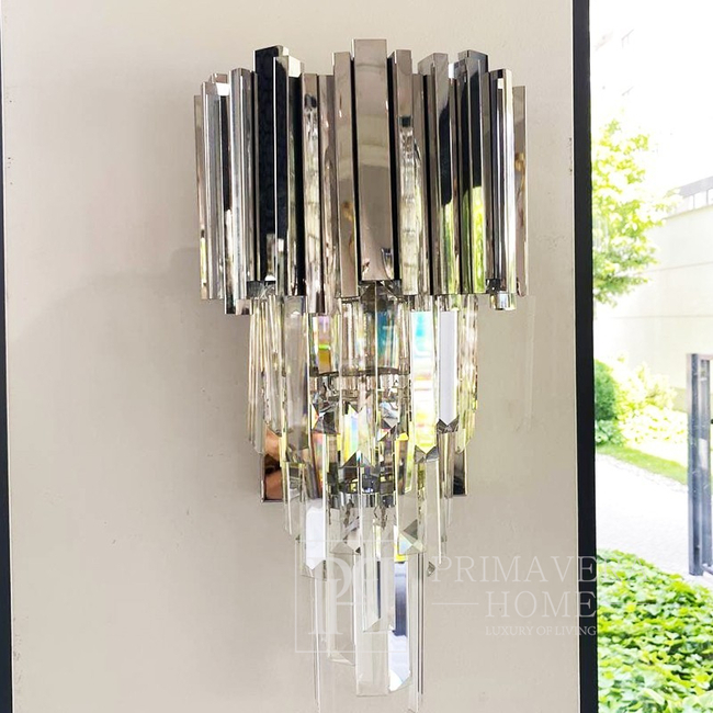 Silver sconce wall lamp crystal glamor modern for the living room EMPIRE SILVER OUTLET