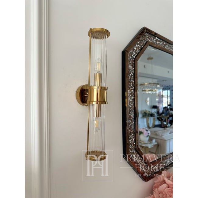 Krištolinis, auksinis, žavingas, pailgas sieninis šviestuvas, RONALD dizainerio sieninis šviestuvas 