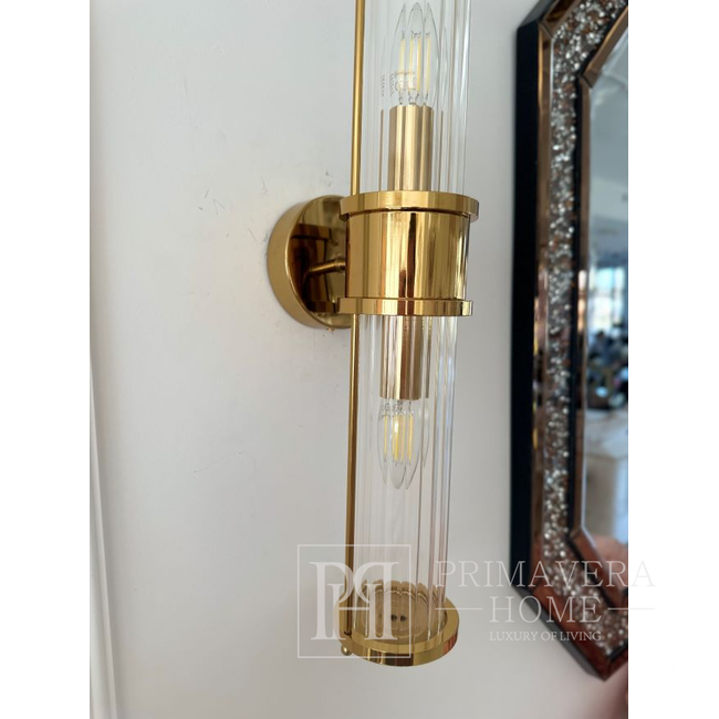 Crystal, gold, glamor, oblong wall lamp, RONALD designer wall lamp 