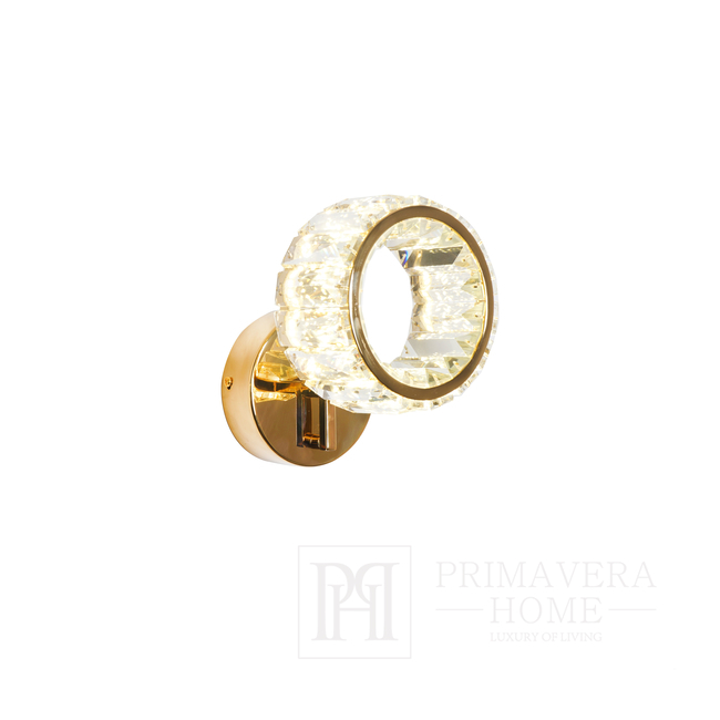 Kristall-Wandlampe, Gold, rund, Ring, modern, ECLIPSE Glamour-Wandlampe 