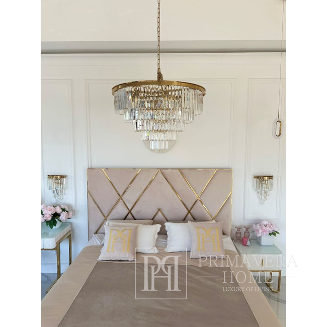 Żyrandol glamour kryształowy okrągły nowoczesny, lampa wisząca, złoty GLAMOUR 80 cm LICHT