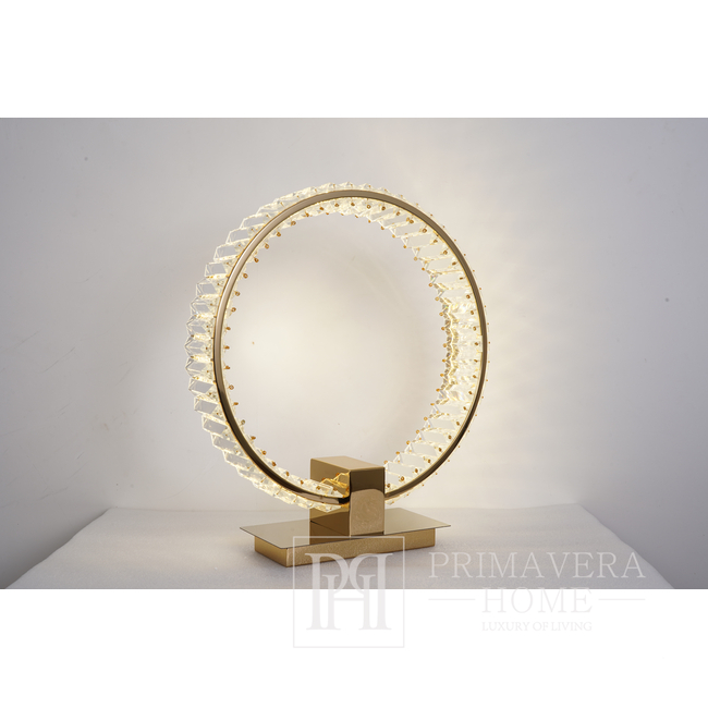 Crystal table lamp, ring, gold, glamor bedside lamp, modern, round ECLIPSE 